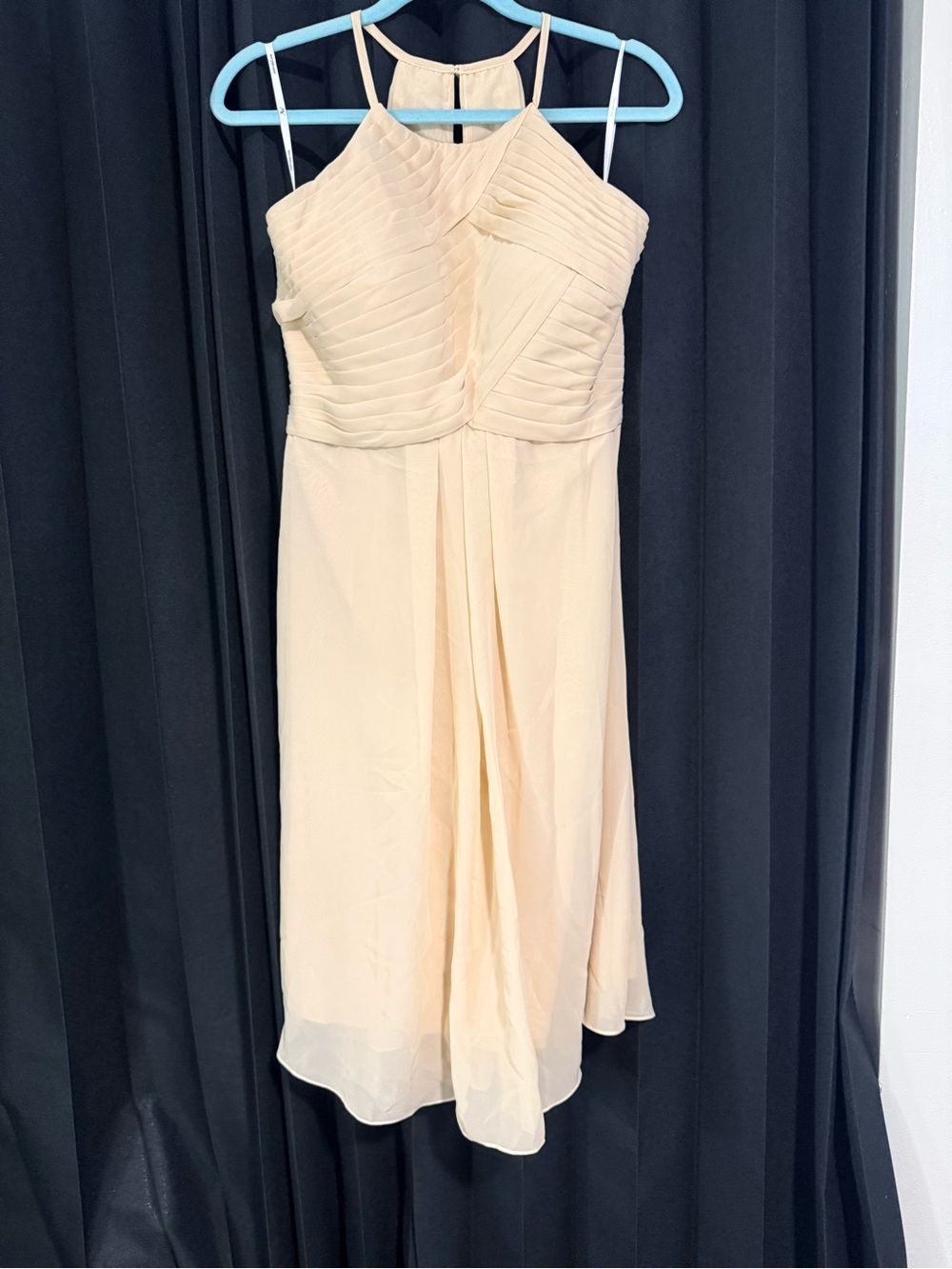 Chiffon Halter Cream Midi Dress for Women. Size 14